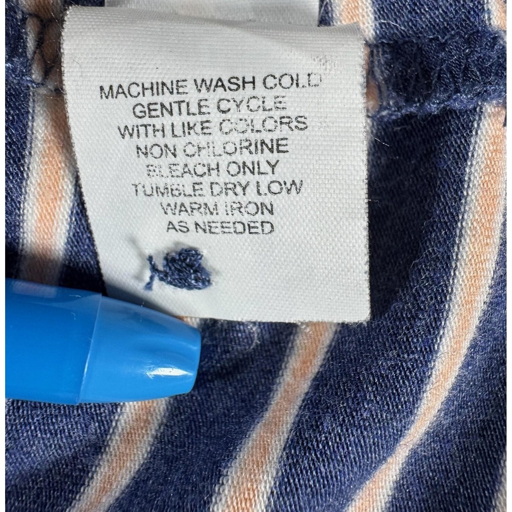 Johnnie-O Polo Shirt Mens Medium Blue Stripe Hangin' Out Pocket Stretch Knit - Picture 9 of 10